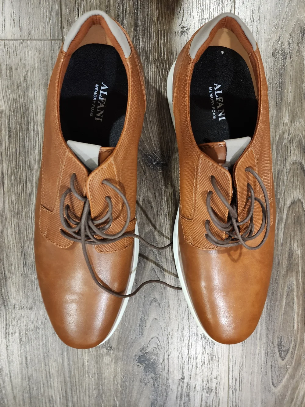 Alfani Men's Brown Leather Lace-Up Oxford Sneakers